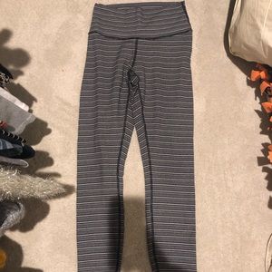 Black, Grey and White Striped Lululemon leggings